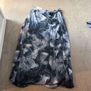 Women's size large ivee Marble-Print A-Line Skirt - Black & Gray